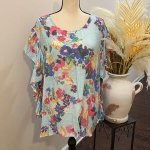 Zac & Rachel Woman Ruffle Short Sleeve Top Sz 2X NWOT
